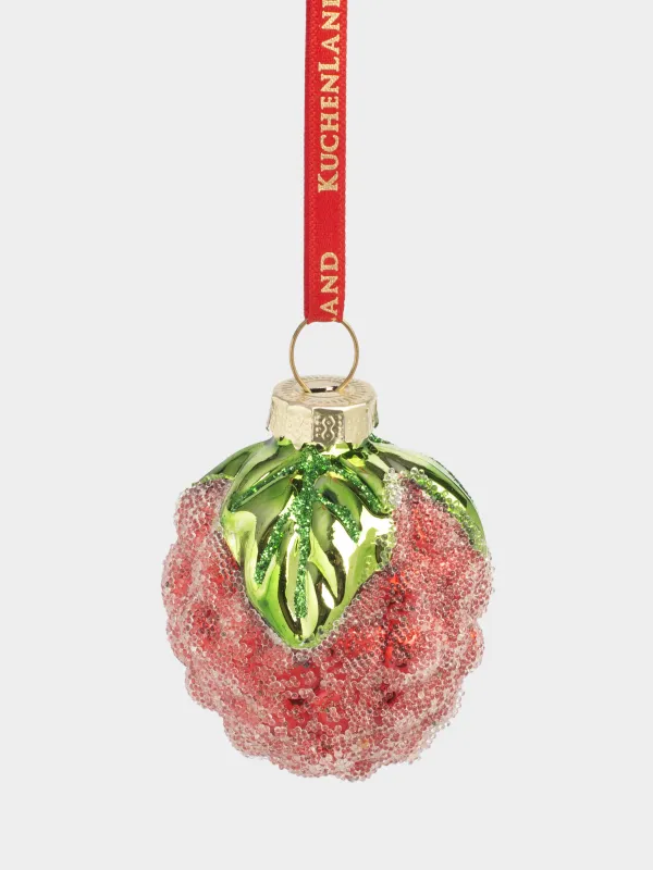 Игрушка елочная, 5 см, стекло, красная, Малина, Fruits, image-0