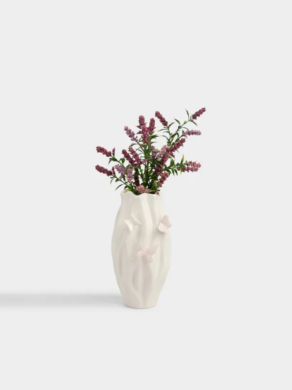 Ваза для цветов, 20 см, фарфор P, молочная, Бабочки, Butterfly, image-4