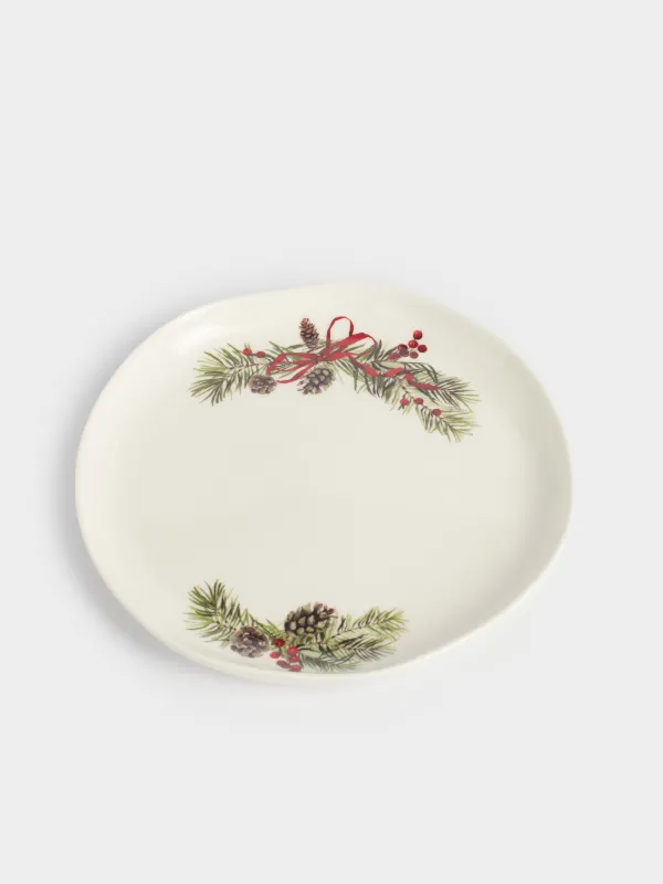 Тарелка закусочная, 19 см, фарфор N, белая, Шишки и рябина, Rowan delice, image-2