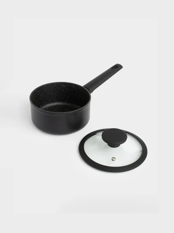Ковш, 16 см, 1,4 л, с крышкой, с покрытием, алюминий, черный, Black rock, image-2