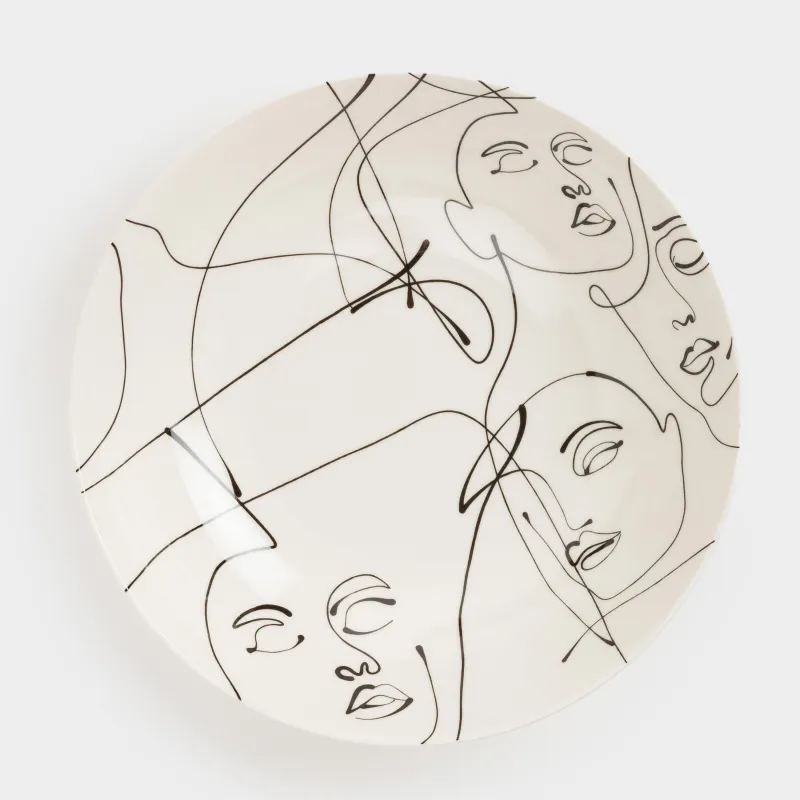 Тарелка суповая, 20х5 см, 2 шт, фарфор N, молочная, Абстрактные лица, Face, image-2
