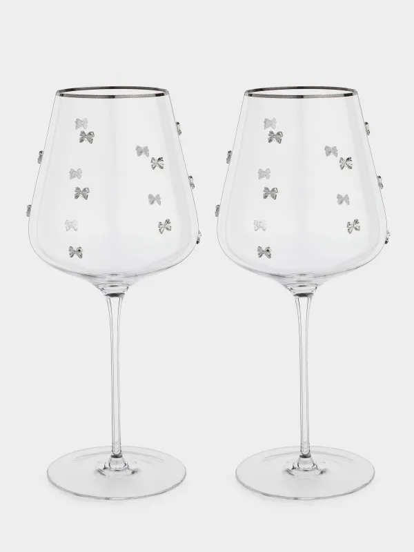 Бокал для красного вина, 650 мл, 2 шт, кристальное стекло, с серебристым кантом, Ferentino decor, image-0