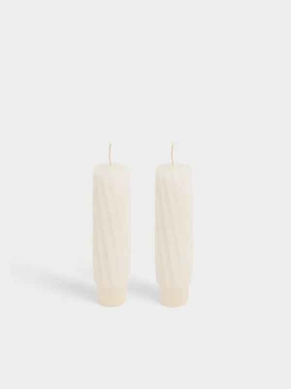 Свеча, 11 см, 2 шт, молочная, Спираль, Spiral shape, image-0