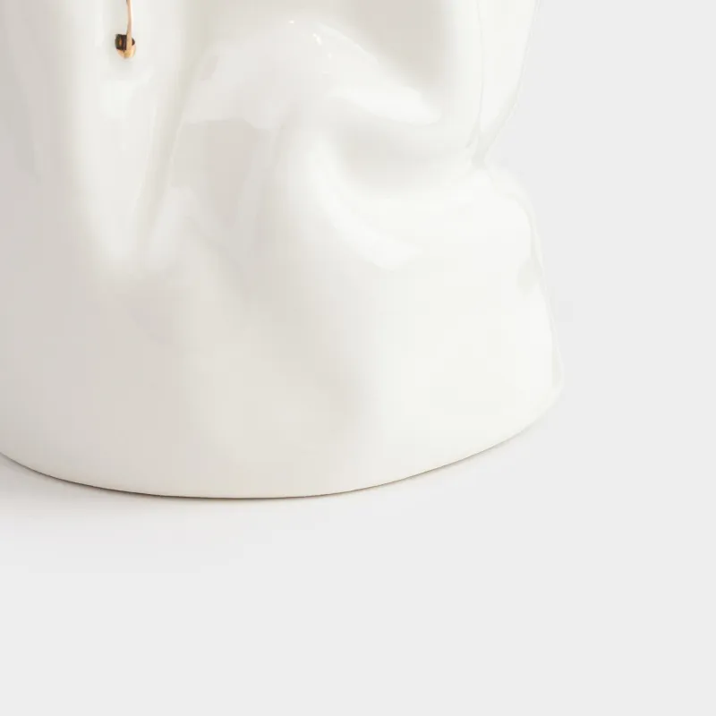 Подставка для косметических кистей, 11 см, керамика, молочно-золотистая, Мятый эффект, Crumple, image-3