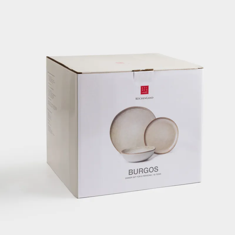 Сервиз обеденный, 6 перс, 18 пр, каменная керамика, бежевый, Burgos, image-7