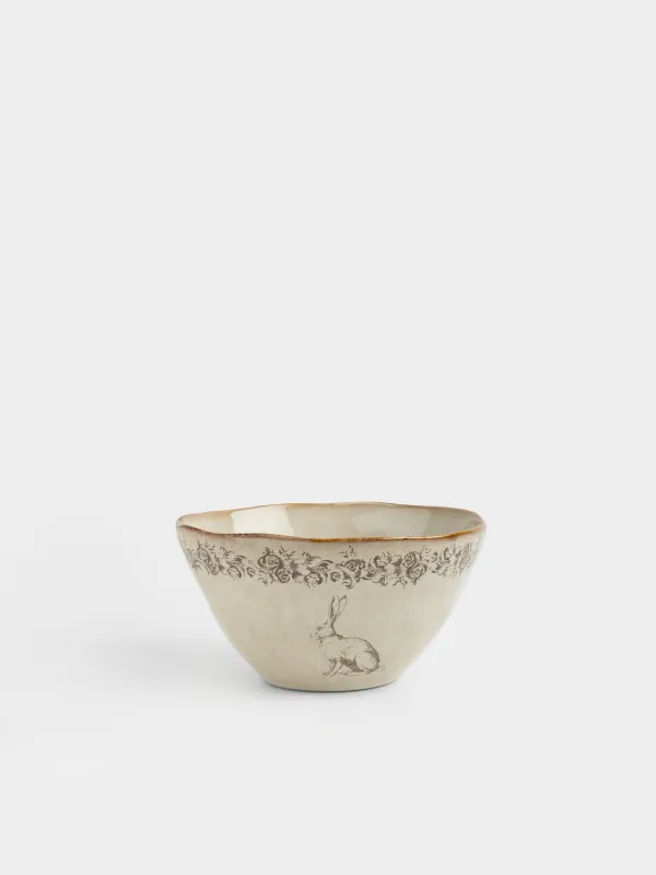 Салатник, 15х8 см, 700 мл, керамика R, бежевый, Заяц с цветами, Rustic Easter, image-0