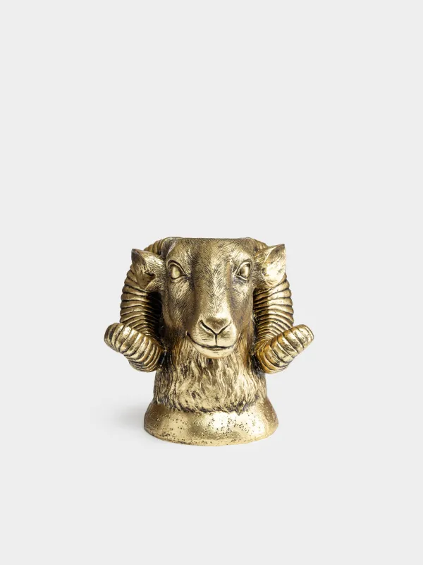 Ваза декоративная, 22 см, Баран, Sheep gold, image-1