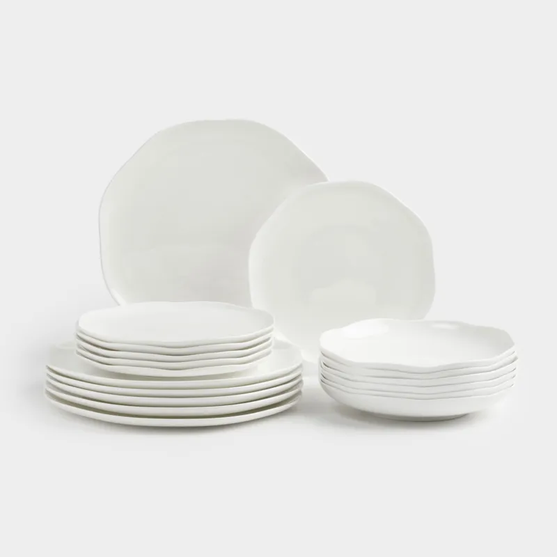 Сервиз обеденный, 6 перс, 18 пр, фарфор F, белый, Изгибы, Galeon