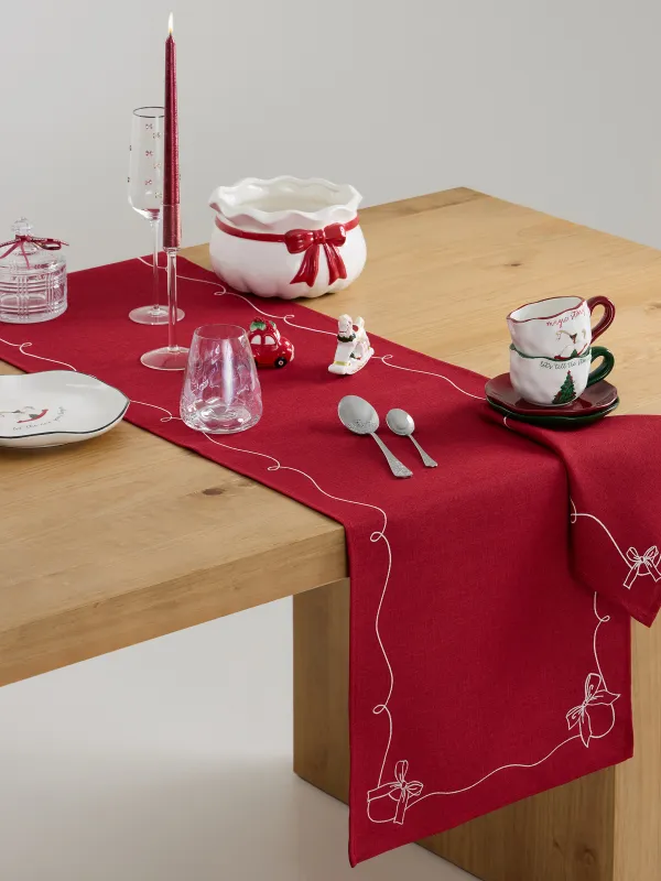 Дорожка настольная, 40х160 см, полиэстер, красная, Банты, Bow color, image-5
