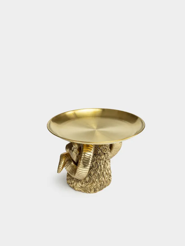 Блюдо декоративное, 27 см, Баран с подносом, Sheep gold, image-2