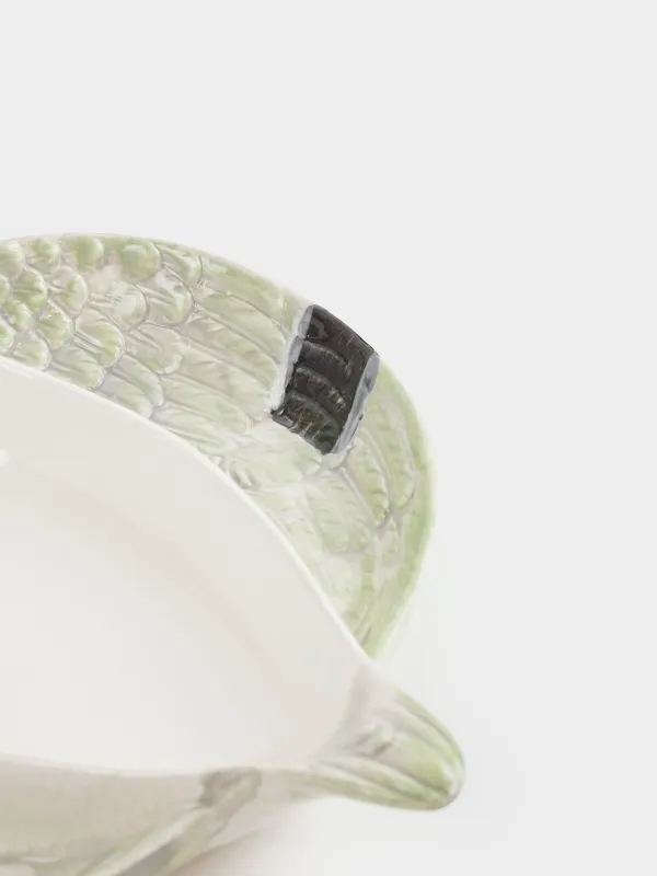 Менажница, 21х20 см, 3 отд, керамика, зелено-белая, Селезень, Duck, image-5