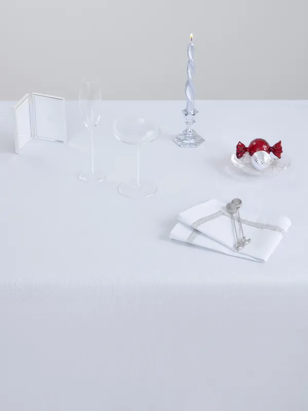 Скатерть, 170х250 см, со стразами, полиэстер, белая, Rhinestones, image-1