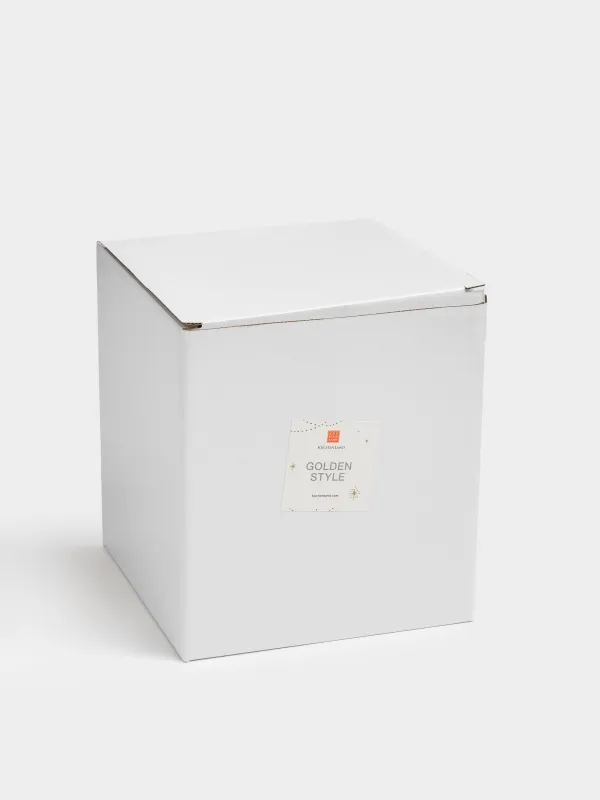 Емкость для хранения, 16х18 см, 1,5 л, с кисточкой, фарфор P, золотистая, Шар, Golden style, image-4