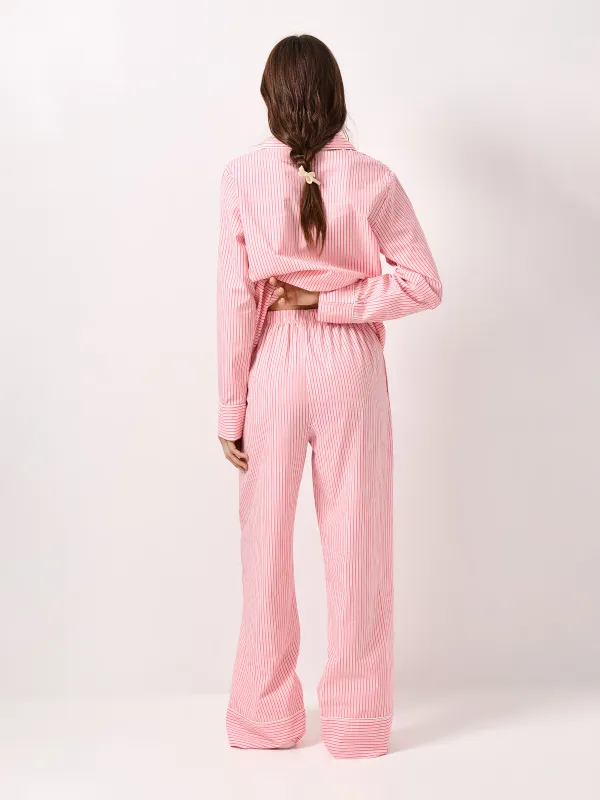 Брюки женские, домашние, хлопок/вискоза, розовые, Полоска, Lonisa, image-5