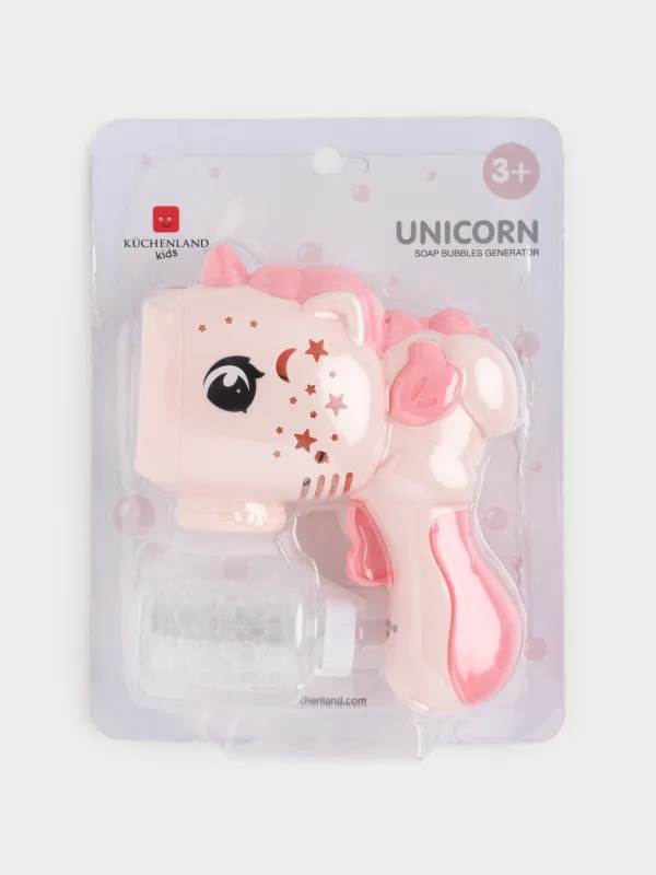 Генератор мыльных пузырей, 16 см, с подсветкой, пластик, розовый, Единорог, Unicorn, image-3