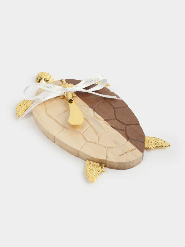 Блюдо сервировочное, 19х30 см, с ножом, дерево/металл, Черепаха, Noble tree, image-7