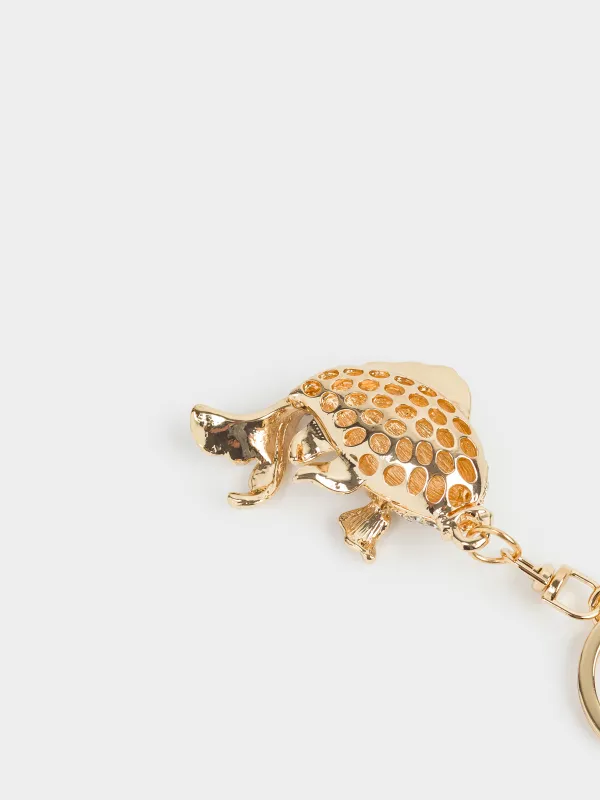 Брелок, 12 см, металл/стразы, золотистый, Рыбка, Keychain crystal, image-4
