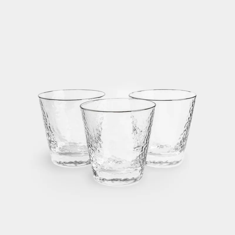 Стакан для виски, 270 мл, 6 шт, с серебристым кантом, Ripply silver