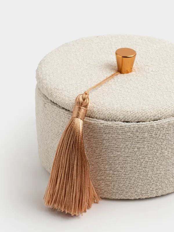 Шкатулка для украшений, 13 см, с кисточкой, букле/картон, бежевая, Boucle, image-3