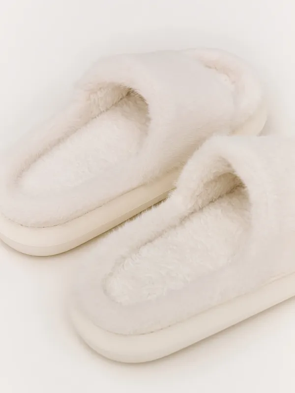 Тапочки женские, домашние, искусственный мех, молочные, Hotty, image-4