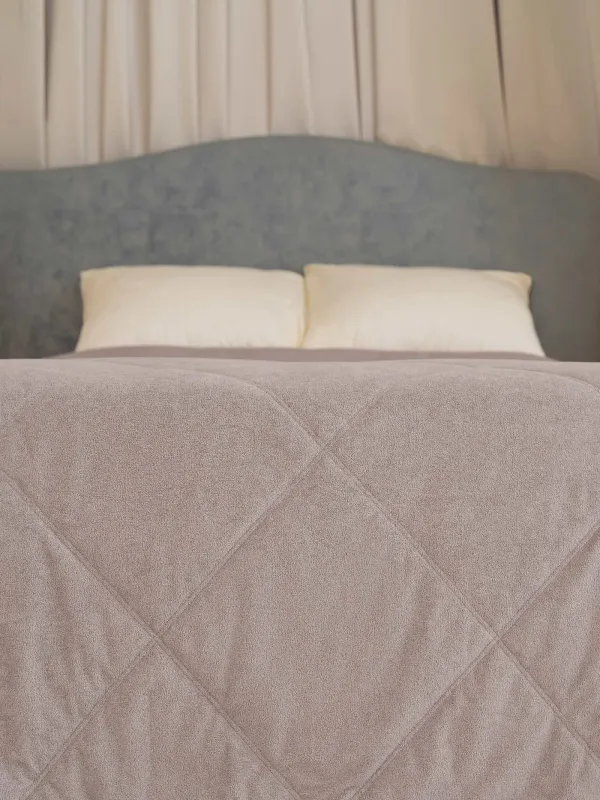 Покрывало, 220х240 см, стеганое, букле/микрофибра, серое, Boucle, image-2