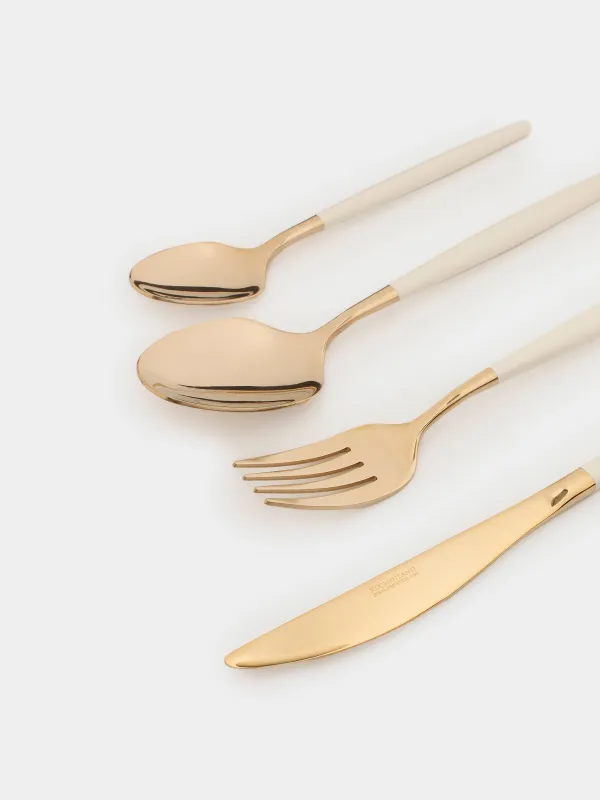 Столовые приборы, 6 перс, 24 пр, сталь, золотисто-молочные, Paris, image-2