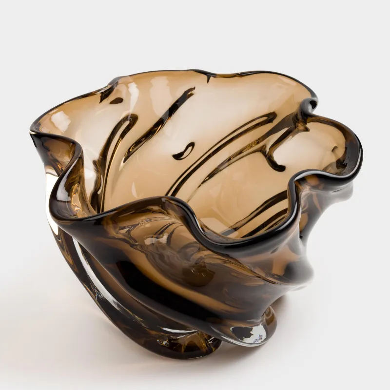 Ваза для фруктов, 22х14 см, стекло Р, коричневая, Wiggly, image-0