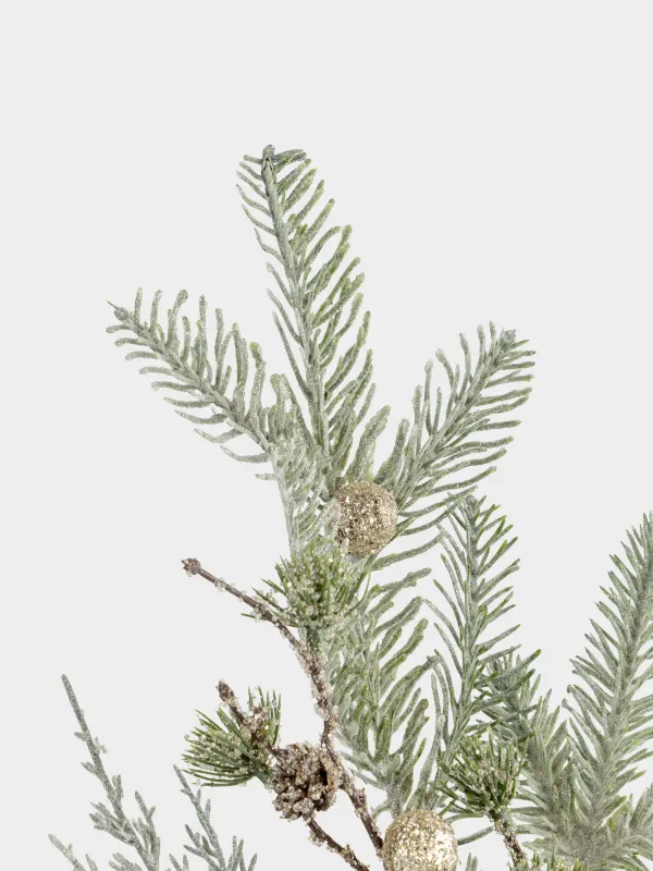 Ветка декоративная, 83 см, пластик/полиэстер, Ягоды шампань и шишки, Conifer champagne, image-4