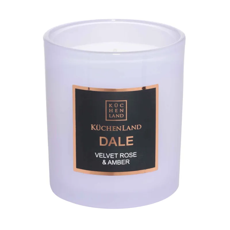 Свеча ароматическая, 9 см, в подсвечнике, с крышкой, стекло, Velvet Rose & Amber, Dale, image-1