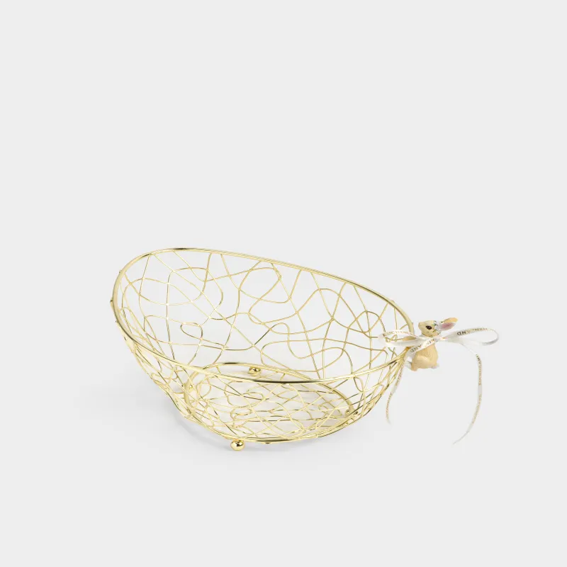 Корзина для фруктов, 25х18 см, металл/полирезин, золотистая, Кролик, Twist gold, image-3