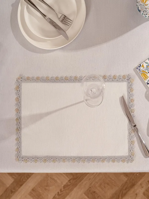 Салфетка под приборы, 30х45 см, полиэстер, прямоугольная, белая, Цветочное кружево, Flower lace, image-5
