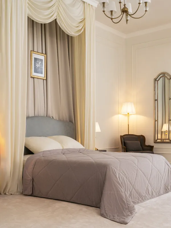 Покрывало, 220х240 см, стеганое, букле/микрофибра, серое, Boucle, image-5