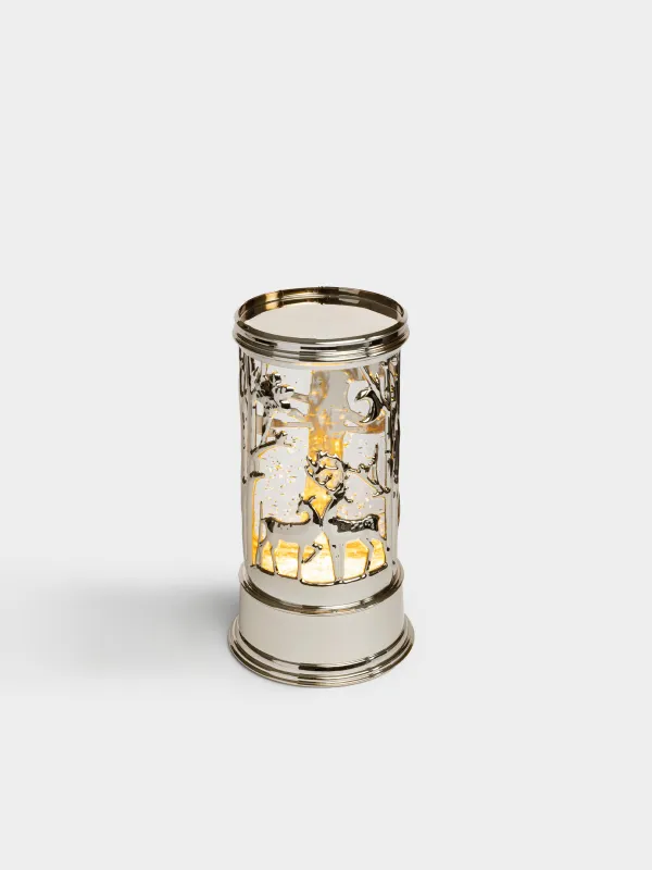 Снежный фонарь, 19 см, с подсветкой, Олени, Champagne style, image-0