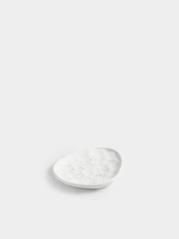 Блюдо декоративное, 21х16 см, гипс/блестки, бело-серебристое, Мятый эффект, Antic silver, image-4