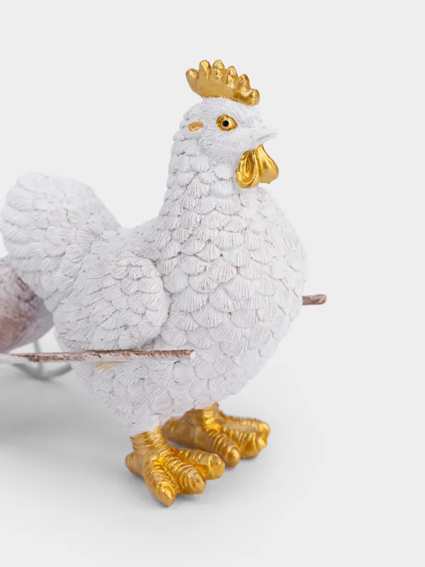 Подставка для яйца, 12х10 см, полирезин/металл, бело-золотистая, Курочка, Easter pullet, image-3