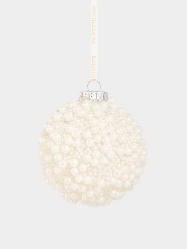 Игрушка елочная, 8 см, стекло, молочная, Жемчужный шар, Bubbles ball, image-1