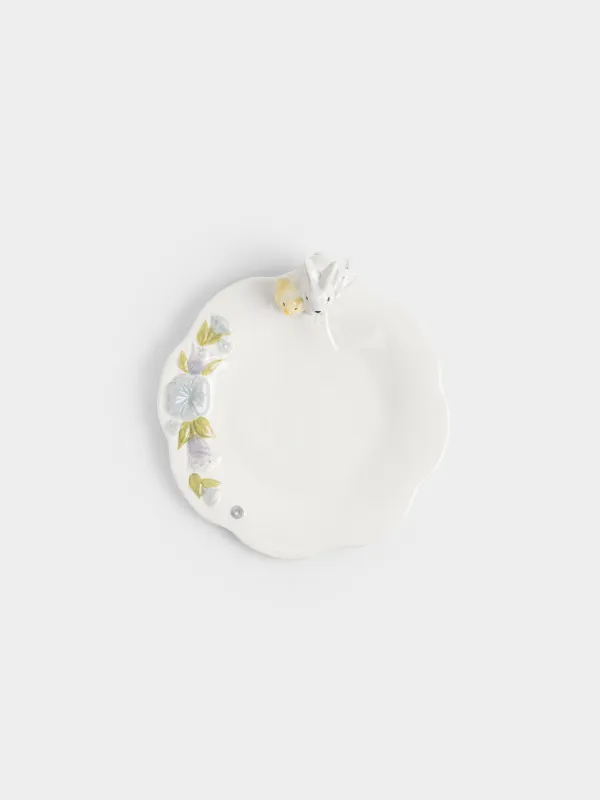 Блюдо, 25 см, керамика D, молочное, Кролик и цыпленок с цветами, Easter, image-3