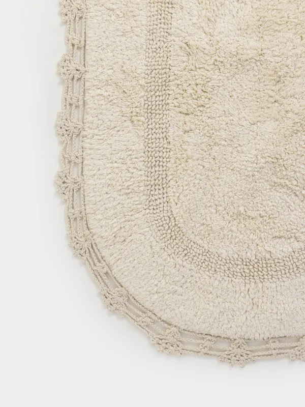 Коврик, 60x100 см, овальный, хлопок, кремовый, Кружево, Knit, image-1