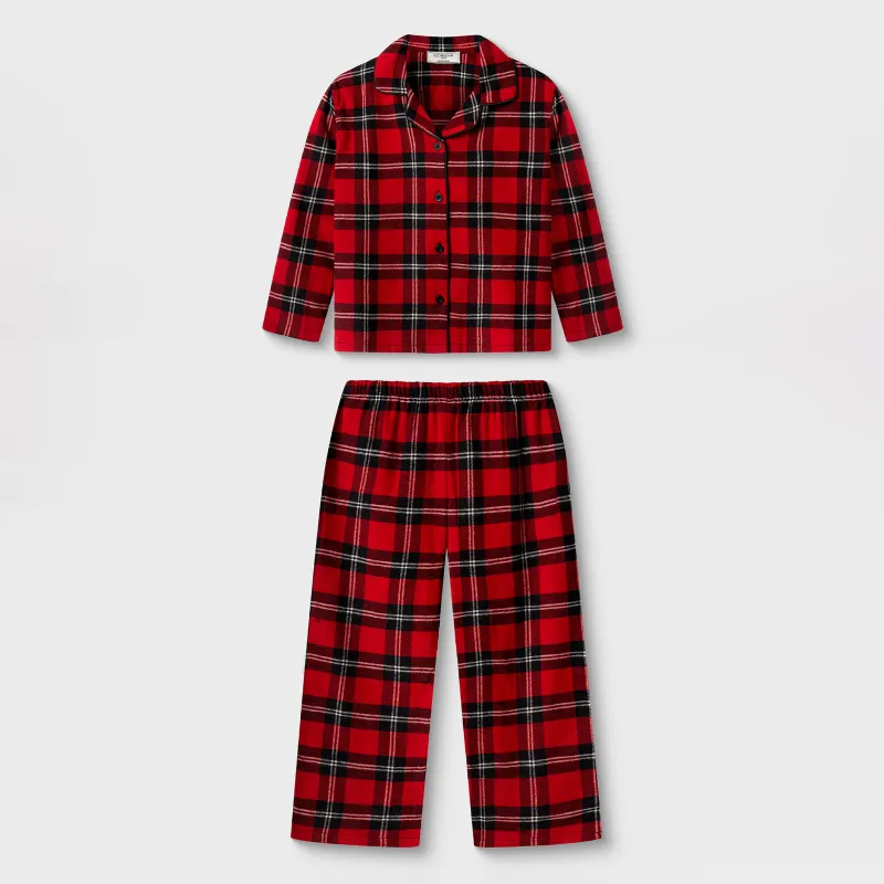 Пижама детская, с брюками, хлопок, красная, Клетка, Patsy