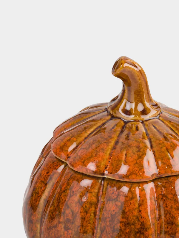 Емкость для хранения, 16х16 см, 900 мл, фарфор P, оранжево-коричневая, Тыква, Forest symphony, image-3