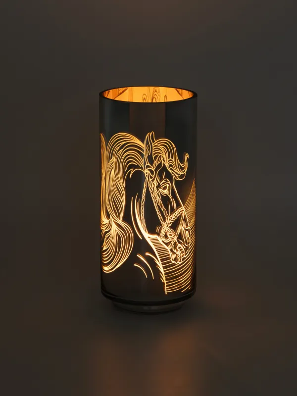 Подсвечник, 9x20 см, для чайной свечи, Лошади, Horse gold, image-3