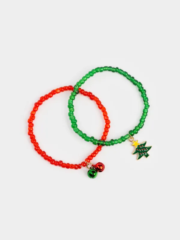 Набор браслетов, 16 см, 5 шт, детский, металл/стекло, цветной, Новый год, Jewelry christmas, image-1