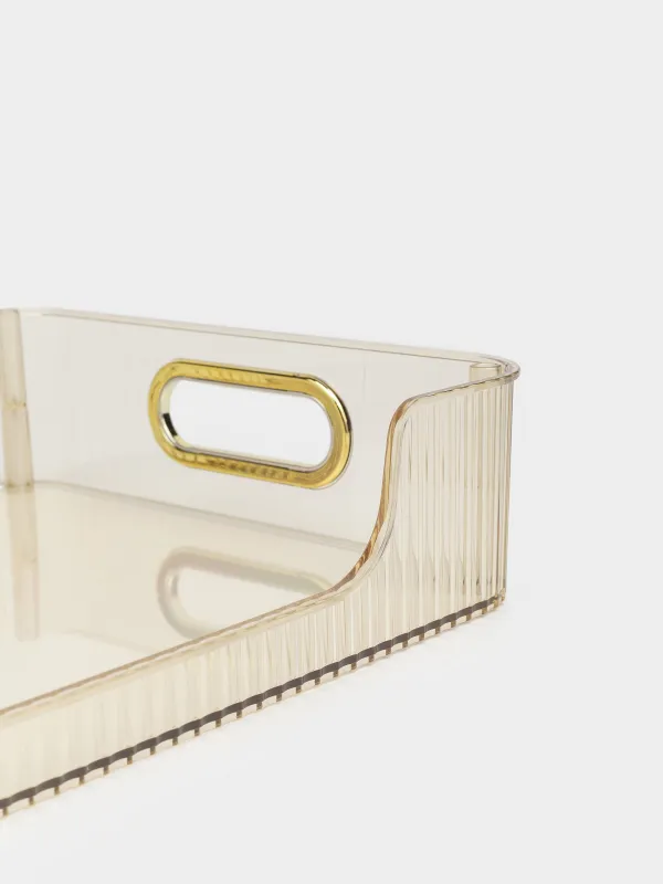 Ящик-органайзер, 32х22х9 см, хозяйственный, с ручками, пластик, янтарный, Ribby color, image-3