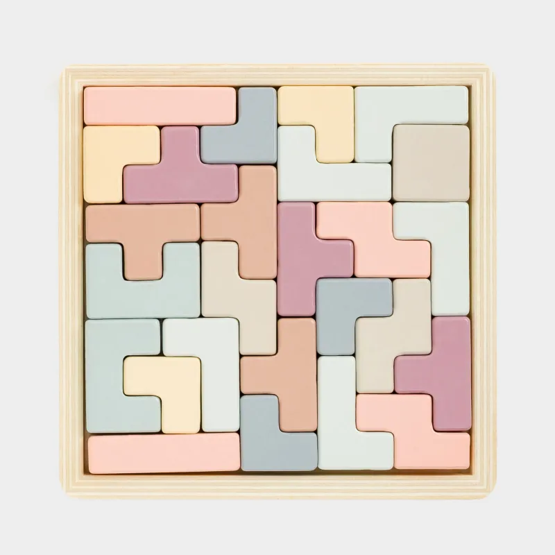 Игрушка-сортер, 17х17 см, развивающая, МДФ, цветная, Тетрис-головоломка, Kiddy