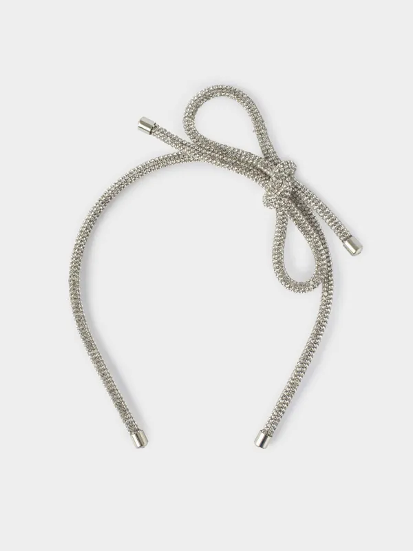 Ободок для волос, 12х14 см, металл/стразы, серебристый, Jewelry crystal, image-0