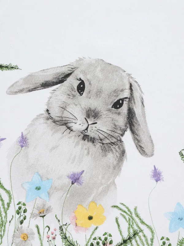 Полотенце кухонное, 40х60 см, хлопок, белое, Кролик в цветах, Rabbit in flowers, image-2