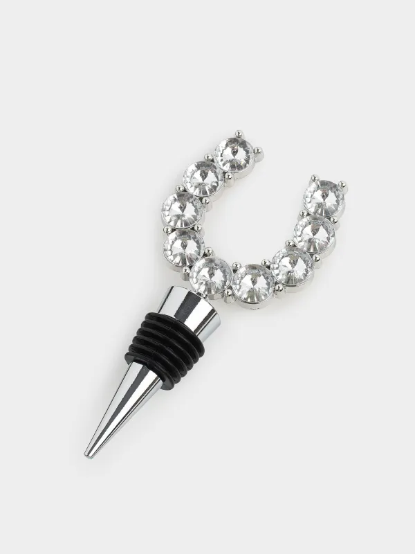 Пробка для винной бутылки, 12 см, металл, черная, Подкова, Horseshoe, image-1