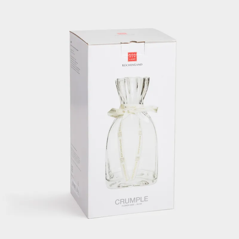Ваза для цветов, 29 см, стекло, Crumple, image-3
