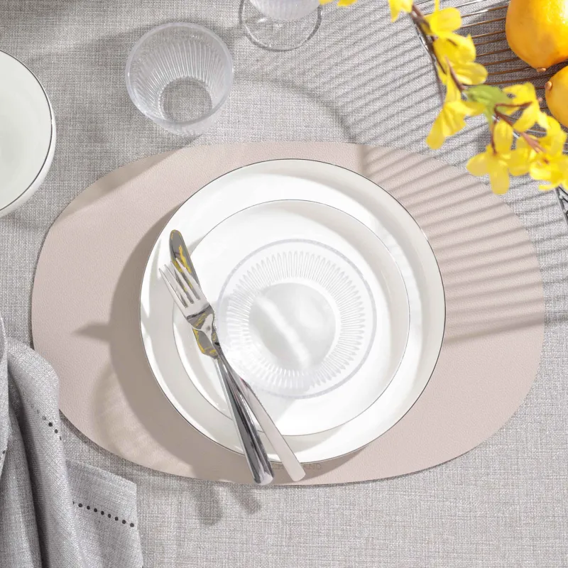 Салфетка под приборы, 30х45 см, ПВХ, овальная, бежевая, Rock, image-2