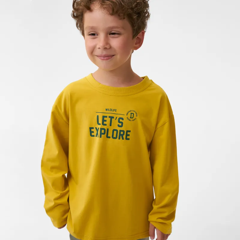 Лонгслив детский, для мальчиков, хлопок/спандекс, горчичный, Carson